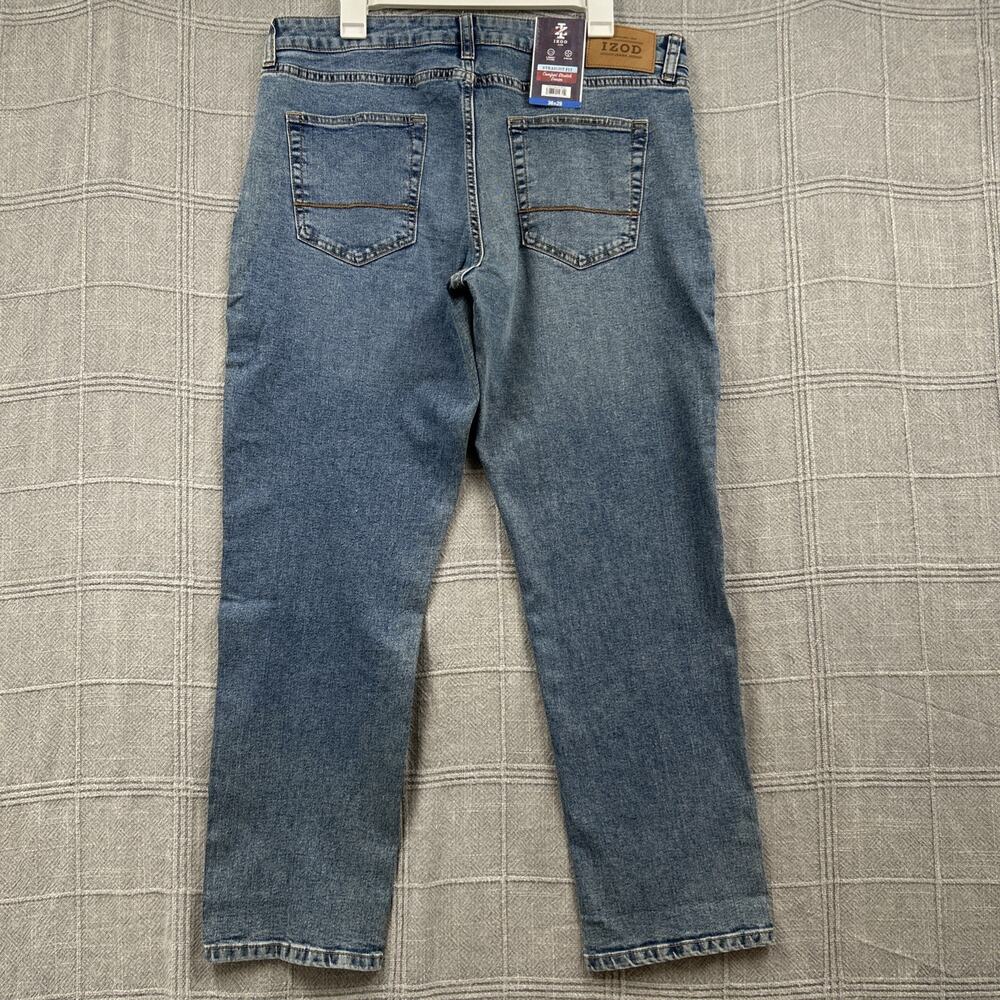 IZOD Men's Jeans 36x29 Blue Straight Fit Comfort Stretch Denim Classic 5-Pocket